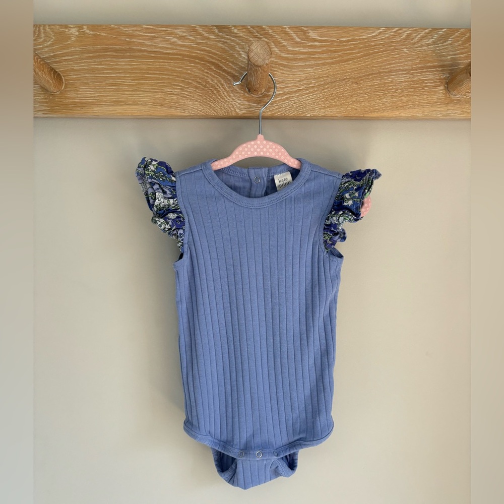 Kate Quinn Double Shoulder Ruffle Bodysuit - Classic Rib Organic Cotton